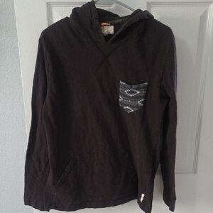 Men's Black Hoodie with Patterned Pocket